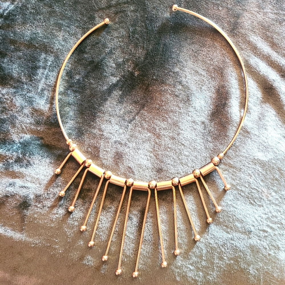 Vintage Gold Tone Choker Bib Necklace